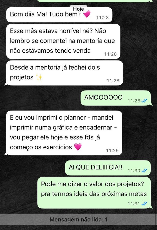 Conversa de aluna que fechou dois projetos depois da mentoria